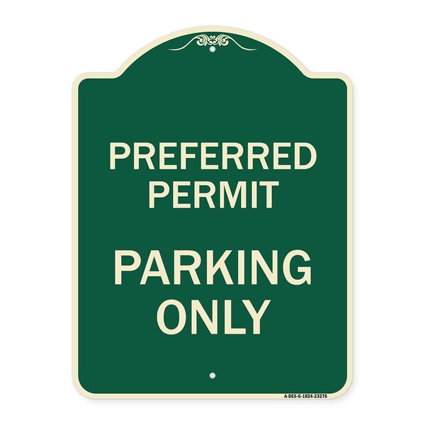 Signmission Preferred Permit Parking Only Heavy-Gauge Aluminum Architectural Sign, 24" x 18", G-1824-23276 A-DES-G-1824-23276 - main